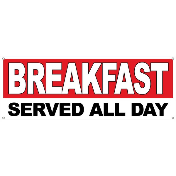 4 Less Co 18x48 Inch Breakfast Served All Day Vinyl