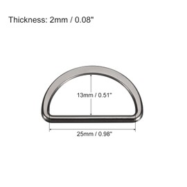 sourcing map Pack of 20 Metal D Rings Buckles 25 mm (0.98 inches) 2 mm Thick Welded D-Rings Buckle for Webbing Sewing Clothing Bands Bags Belt DIY Accessories Dark Grey, darkgray