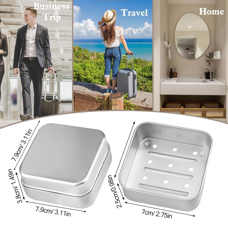 Travel Soap Box, Pack of 2 Aluminium Soap Box, Soap