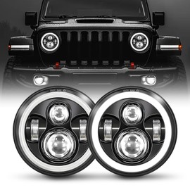 7 Inch Wrangler JK JKU LED Headlights - Amber Signal & Brilliant White DRL Combo, Durable & Stylish Upgrade 2PCS