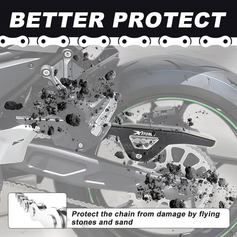 Xitomer Rear Chain Guard for Motorcycle, Black Aluminum, Fit for