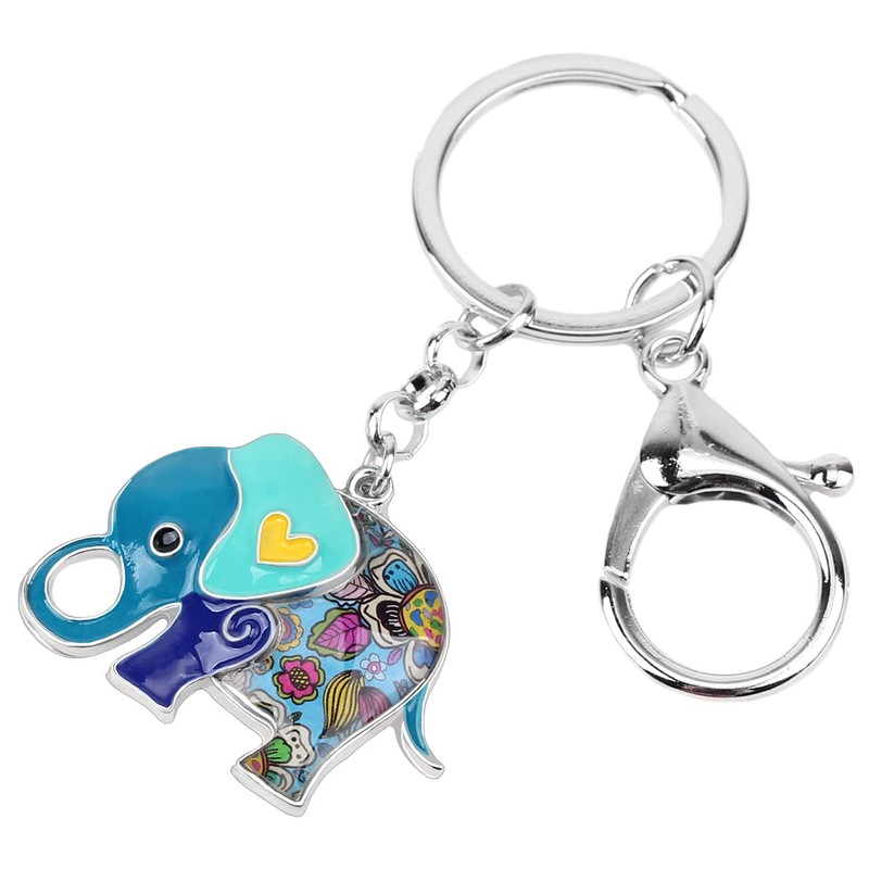 BONSNY Cadena de metal esmaltada con diseño de elefante de