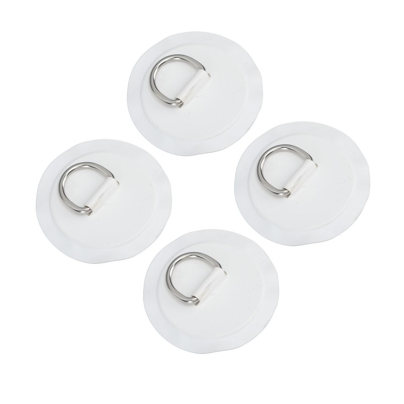 4PCS D Ring Patch PVC Round Shape Strong Stainless Steel