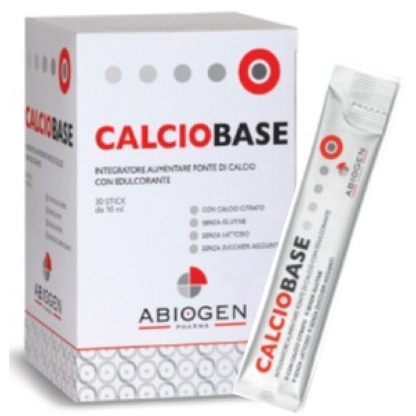 Abiogen Pharma Calciobase Food Supplement 30 Calcium Sticks, Gluten Free, Lactose Free, 10 Milliliters