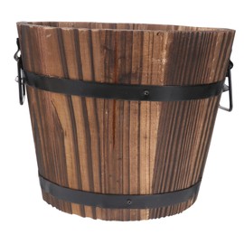 Kisangel Flower Pot Wishing Well Large 20cm Wood Trim Christmas Planter Container Novelty Flower Tiny Home Decoration Red Planter Pot Flat Mouth Planter Grape Flower Basket Wooden Office