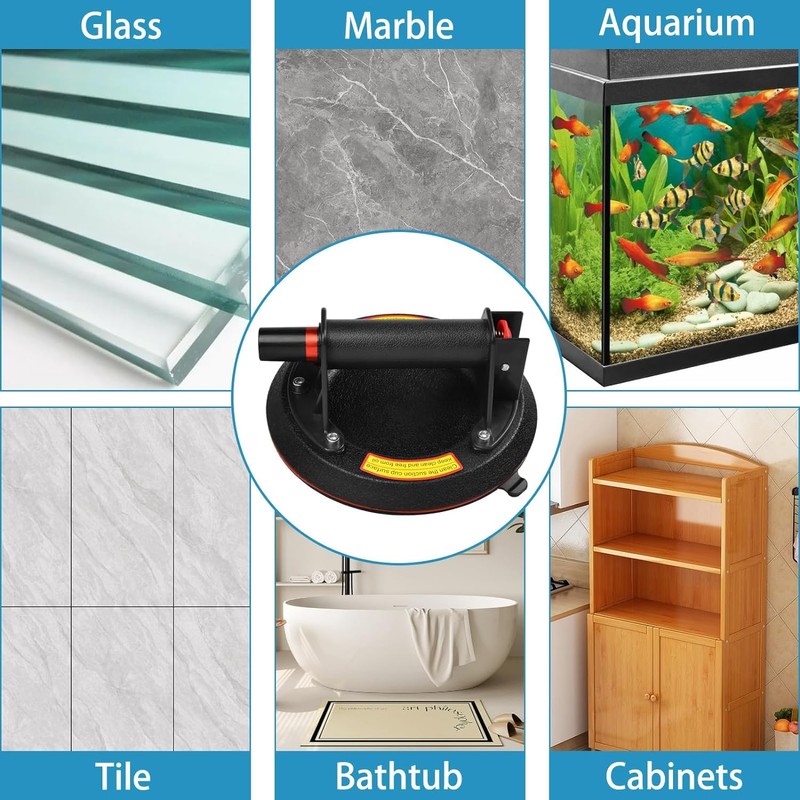 2 Pack 880 lbs Load 8" Double Thickness Glass Suction