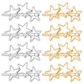 HOBBIESAY 8Pcs Star Hair Clips 5 Pointed Star Hairpins Gold and Silver Iron Cute Stars Barrettes Stars Hair Accessories for Women Party Festival Holiday Decoration 2.72x1.34x0.24in