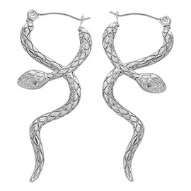 Women's Titanium Earrings - Gothic Titanium Snake Earrings Titanium Women - Hanging Design with Ring - Trendy Drop Earrings, Stainless Steel