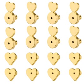 Gosknor 8 Paar Goldene Ohrringverschlüsse Hängende Ohren, Herz Ohrringheber Gold Hypoallergen Ohrringstopper Ersatz Verriegelung für Ohrstecker Schwere Ohrgehänge, 2 Ausführungen