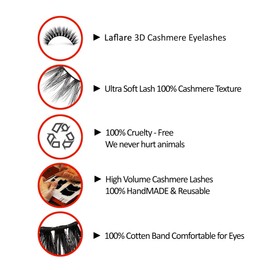 LAFLARE 3D CASHMERE Eyelashes, Natural Look, Wispy, Glam, Fresh, Fluffy, Soft, Reusable, Luxurious Handmade Strips False Lashes - 3 PACKS BUNDLE SPECIAL CW (CW305, 3)