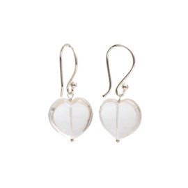 Gempires Natural Clear Quartz Heart Earrings April Birthstone Jewelry Crystal Earrings For Women (Clear Quartz)