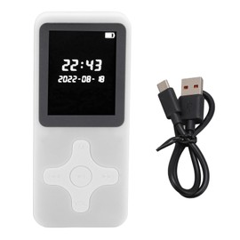 MP3 Player Bluetooth 5.0 1.77in LCD Screen Portable HiFi Music Player with FM Radio Recorder Alarm Clock Electronic Book White with 32GB Memory Card