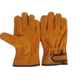 FineGood Heat Resistant Gloves, Cowhide Leather, High Temperature Resistance, 360°C, 2-Layer Construction, No Odor, Lined Sweat Absorption, Camping Bonfire Barbecue, Outdoor Welding Gardening Work