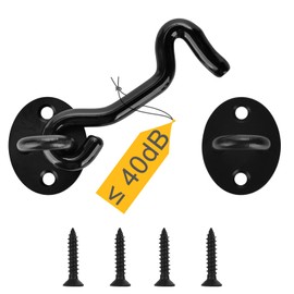Aucuqu PVC Coated Hook and Eye Latch Lock –Fully Covered Silent Hook, Rust-Resistant for Doors, Gates, Barns, Windows, Fences with Screws, 4 Inch - Black