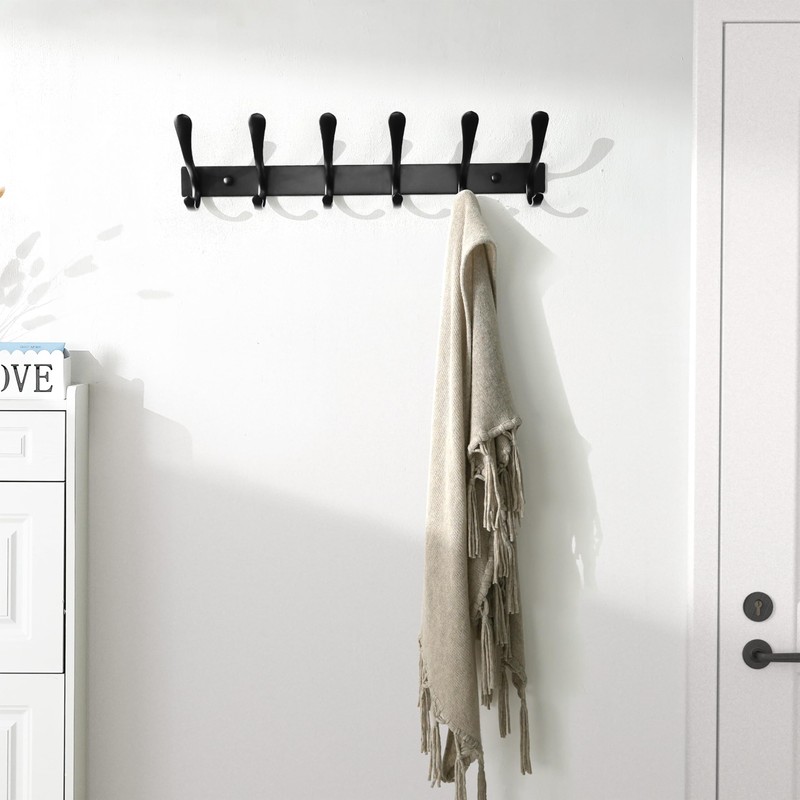 SKOLOO Coat Rack Wall Mounted - 6 Hooks, Pack of