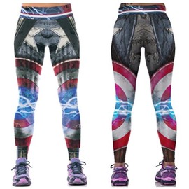 Captain America Suit Up Yoga Pants One Size Fits Most Novelty Leggings