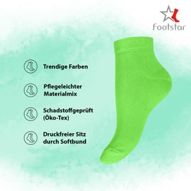 Footstar Children's Socks ‘Sneak it!’ Short Shaft Quarter Socks for Girls & Boys (10 Pairs) - Trendy colours, size: 35-38