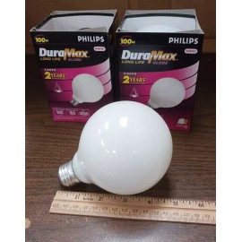 Phillipa / Duramax Phillips DuraMax G30 100w Globe Bulb - White - #811608 - Value Priced 2 Pack
