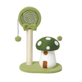 Doggie&Kittie Cat Scratching Post Cute Kitten Scratching Board Kitty Toys Mushroom Lollipop Cat Scratcher Furniture Cat Climber Climbing Tower for Indoor Cats Sisal Material (Green)