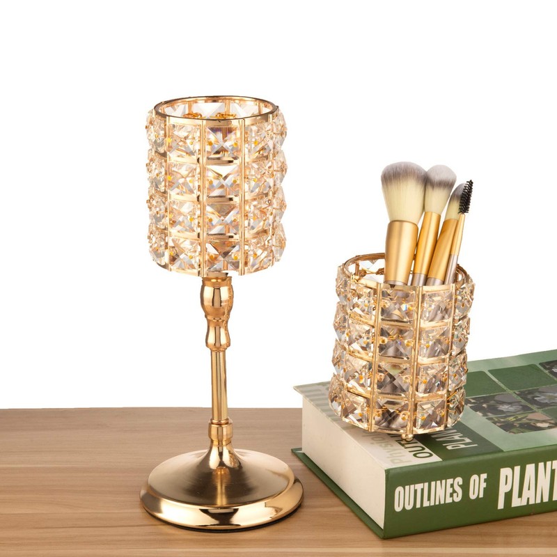 Feyarl Crystal Beads Makeup Brush Holder Pen Pencil Holder Storage