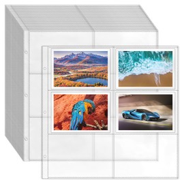 Vmiapxo 50 Pack Photo Album Refill Pages 12x12, 600 Pockets 4" x 6" Clear Photo Protector Sleeves Plastic Photo Pages Sheets Storage Pockets Organizer for 3 Ring Binder D-Ring Scrapbook Album