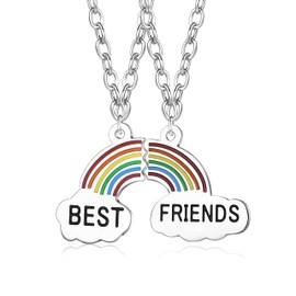 KALVICA 2/3 Pieces Friendship Necklace with Broken Heart for 2/3 People Necklace Best Friends Forever BFF Necklace Puzzle Split Engraving Friendship Necklace Best Friends Gifts, Stainless Steel