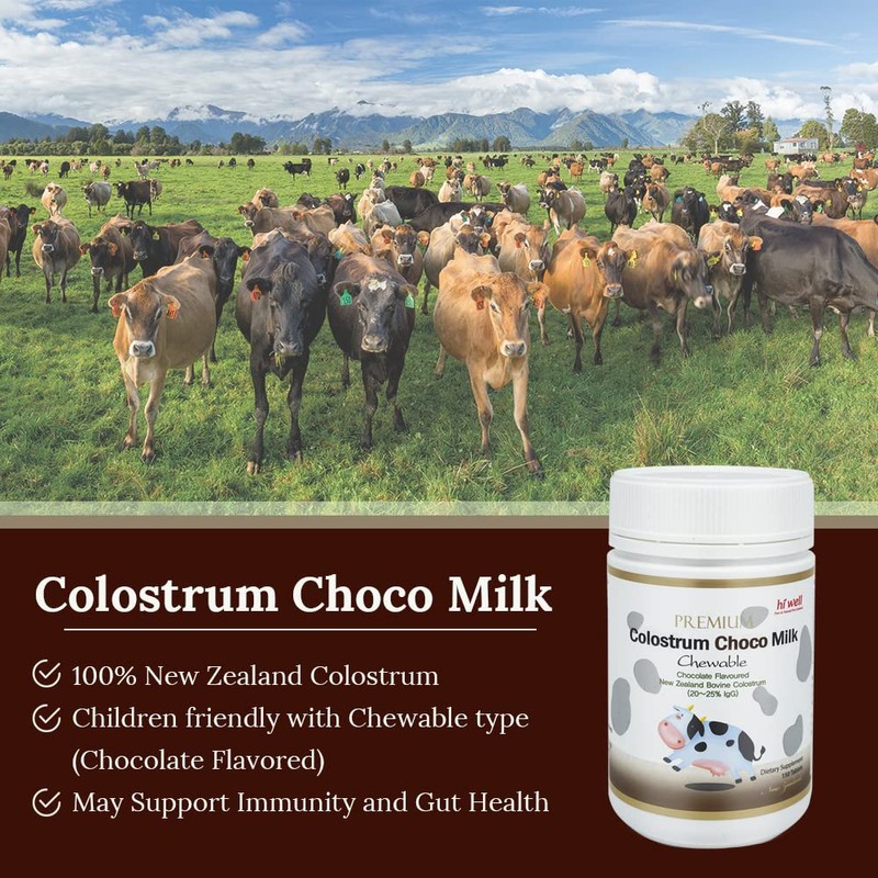Hi Well Premium Grass-Fed Colostrum Choco Milk 150Tablets
