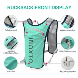 INOXTO Sports Water Bag Vest with 1.5 L Hydration Bladders Running Vest Backpack for Outdoor Hiking Trail Marathon Cycling Race Camping Men and Women (Light Green, Standard)