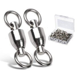 AMYSPORTS Ball Bearing Swivels Connector High Strength Stainless Steel Solid Welded Rings Barrel Swivels Saltwater Freshwater Fishing 25pcs 55lbs
