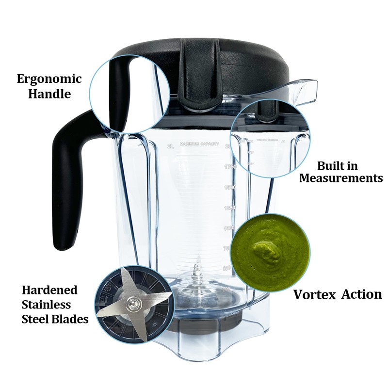 Blender Pitcher 64oz Low-Profile, Compatible with 750 5300 5200 5000