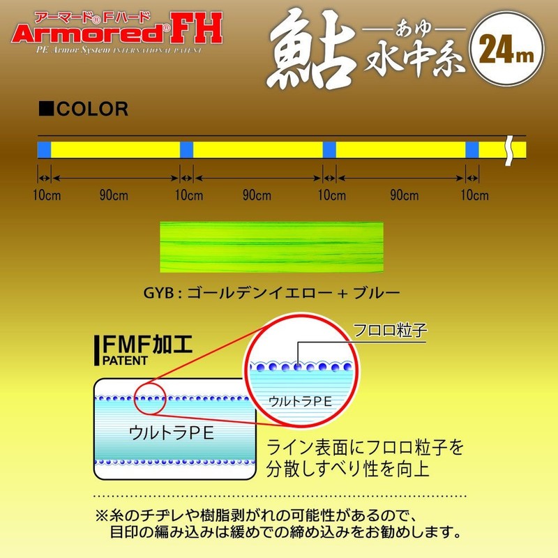 Duel H4135-GYB PE Line No. 0.1, Armored FH Sweetfish Underwater