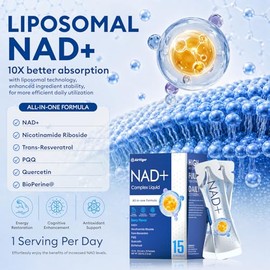 Suplemento NAD+ de 1500 MG, para un envejecimiento saludable, energía, concentración y apoyo de vitalidad | AirVigor Suplemento liposomal NAD+ con rib