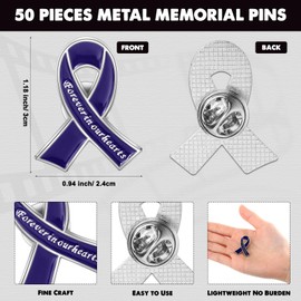 50 Pcs Metal Funeral Ribbon Pins Memorial Lapel Pins Forever in Our Hearts Funeral Favors for Memorial Service Event Mourning Remembrance Day (Blue)