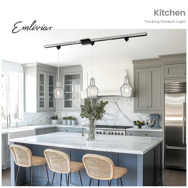 Emliviar H-Type Track Pendant Lighting in Brushed Nickel Finish, 3