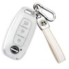 [ZANEKO] New X-Trail Key Case Compatible Nissan Sakura Aria Key Cover (Silver White), white 3