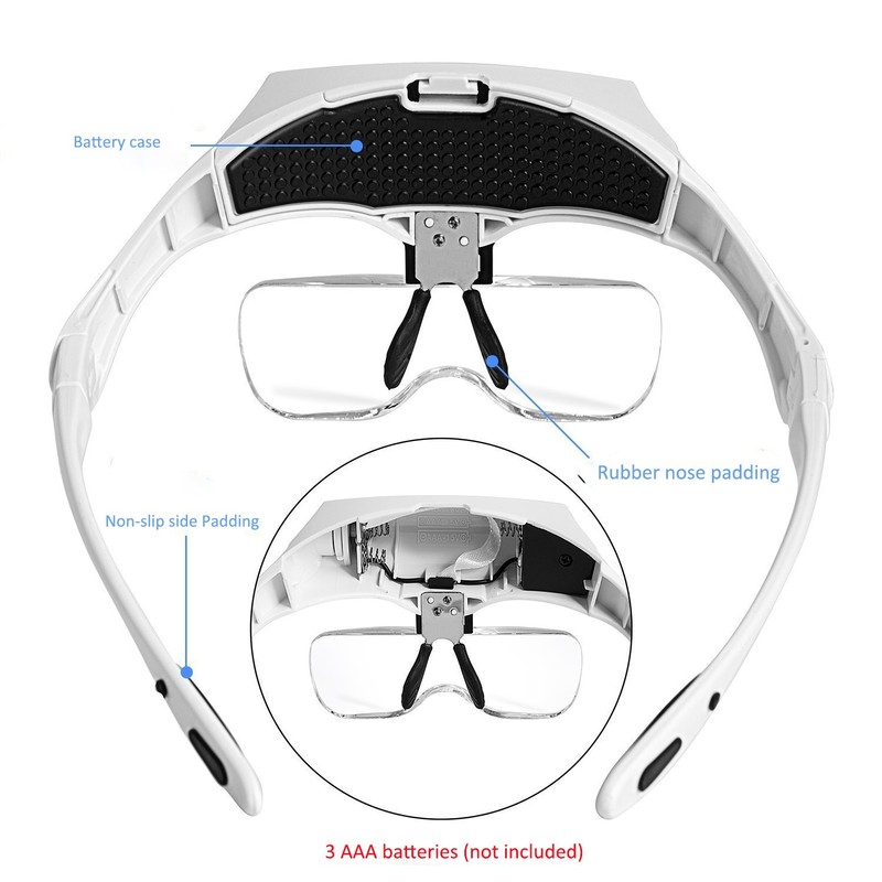 Lighted Head Magnifying Glasses Headset with Light, 1X to 3.5X