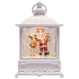 Christmas by Roman Inc., Confetti Lites Collection, 8.75" H LED Swirl Confetti Light Santa with Deer,, Lantern, Snow Globe, Holiday Home Décor, Santa, Cardinal, Nutcracker, Snowman, Reindeer (3x5x8)