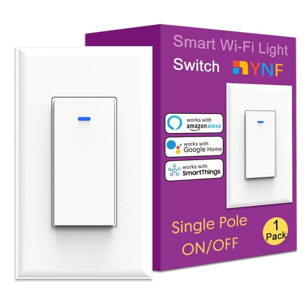 YNF YNF Smart Light Switch, Single Pole, Needs Neutral Wire,
