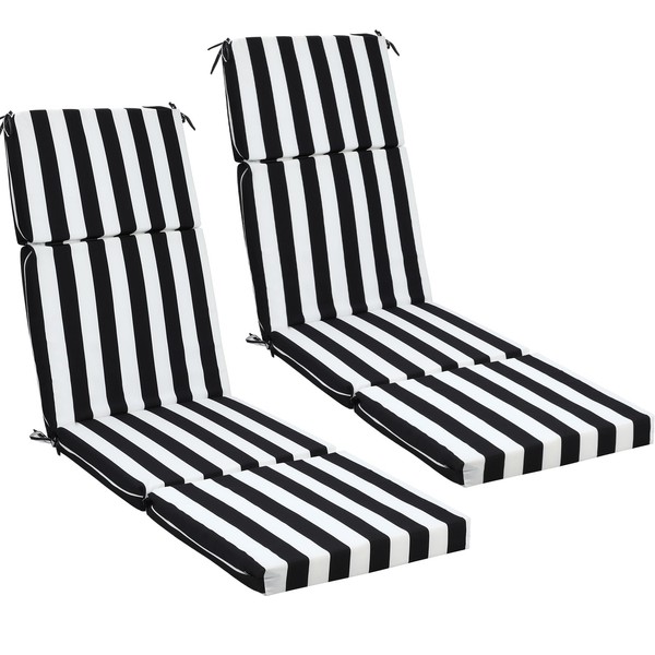 Preboun 2 Pack Outdoor Chaise Lounge Cushions 74 x 21