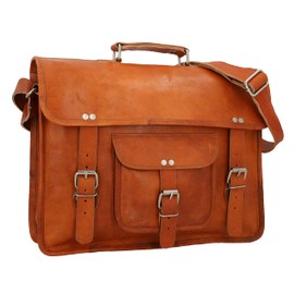 Gusti Shoulder Bag Leather - Finlay 15" Satchel Messenger Casual Bag Vintage College Bag Brown Leather True Leather