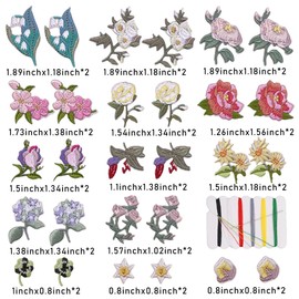 28 PCS Mini Flowers Iron On Patches Retro Mini Floral Embroidered Iron on Sew on Applique Stickers for Backpacks,Pants,Jackets,Vests,Coat,Uniforms,Clothes,Jeans,Dress,Hat,DIY Decoration,Bags