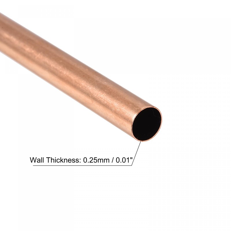 sourcing map Copper Round Tube 8 mm Outer Diameter 0.25