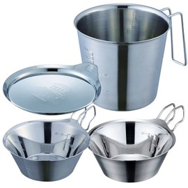 TSBBQ Stainless Steel Shera Cup Series by Tsubame Sanjo (800 Set of Shera Cup+Shera Trainer+Shera Lid+Shellac Cooker)