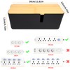 JJQHYC Cable Box Black Cable Box with Bamboo Lid Large
