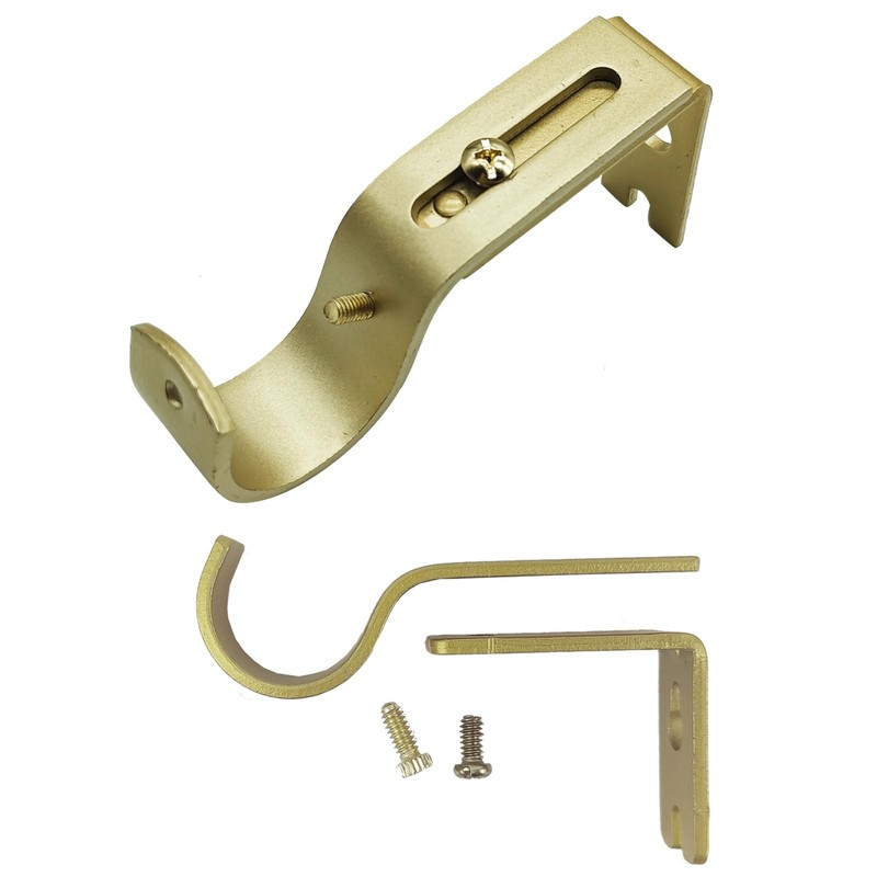 Adjustable Curtain Rod Wall Bracket Hooks, Set of 3, Gold,for
