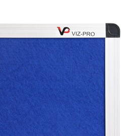 VIZ-PRO Notice Board Felt Blue, 72 X 40 Inches, Silver Aluminium Frame