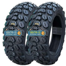 120/70-12 130/70-12 Tire Set Knobby Tires with Block Shaped Treads Punch Resistant Off Road 120 70 12 130 70 12 Dirt Bike Tubeless llantas with Valve Stem, Pneu 8 P.R. 300KPA Offroad Neumaticos