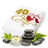 Abc Casa 40th Birthday Gift Towel with Embroidered Hearts and