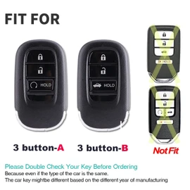 ontto 3 Buttons Leather Key Fob Cover fit for Honda Civic 11th 12th Gen Accord Vezel Freed Pilot CRV 2023 2024 Keychain Accessories Zinc Alloy Smart Key Case Shell Holder Bag Keyring Red B