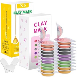 Juego De Mascarillas De Arcilla 20 Vainas, Mascarilla Facial Cuidado De La PielTé Verde, Cúrcuma, Barro Del Mar Muerto, Rosa, Oro 24K, Berenjena,...  
